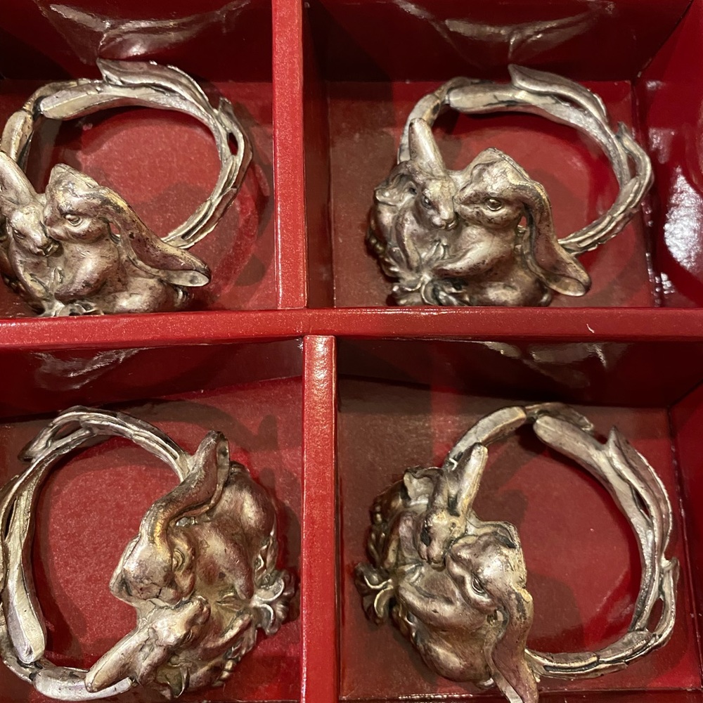 Arthur Court Bunny Napkin Rings- set of 4